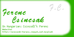 ferenc csincsak business card